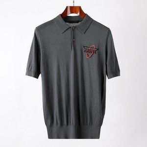 Prada Embroidered Logo Polo Wool Shirt, Size: M